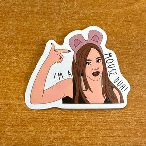 Funny 'I'm a Mouse Duh!' Sticker — Pink Headband Illustration